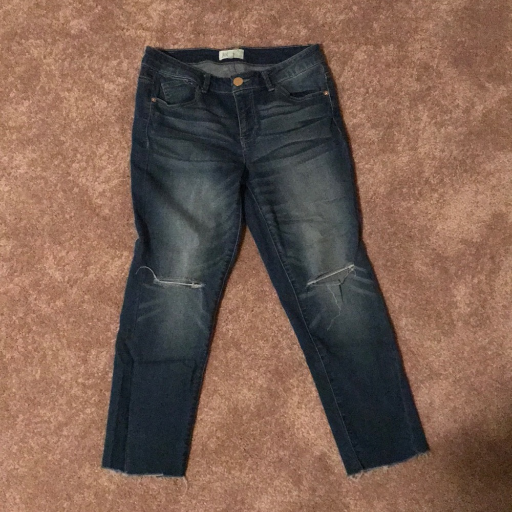 Jolt Distressed Cropped Jeans